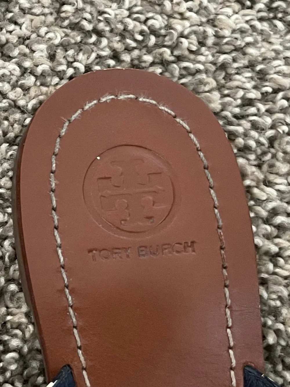 Women’s Tory Burch Terra Nautical Polka Dot Thong Sandals Flip Flops Navy Sz 10